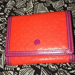 Orange and Purple Coach Mini Wallet